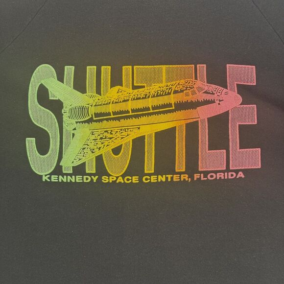 Vintage 1980's Shuttle Kennedy Space Center Sweatshirt Men’s XL Neon Raised - Picture 2 of 7